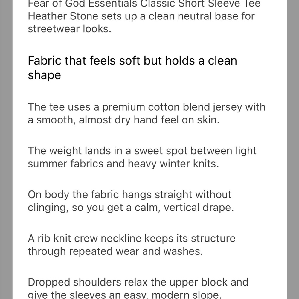 NWT - Fear of God Essentials Heather Stone Tee - Unisex S - Picture 3 of 5